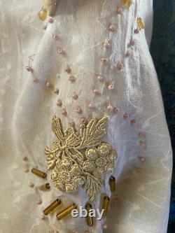 Handmade Gypsy Doll Ceramic Face One If A Kind 22 Hippy Beads 60's Collectible