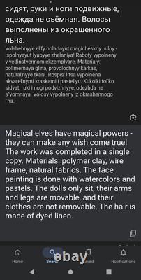 Handmade Interior Art Collectible Elf Doll, One Of A Kind Home Decor Piece