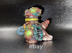 Handmade Nightmare Monster Glass Clay Smoking Pipe Unique Art One Of A Kind 90's