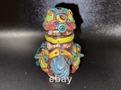 Handmade Nightmare Monster Glass Clay Smoking Pipe Unique Art One Of A Kind 90's