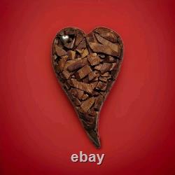 Handmade One of a Kind Wooden Chopped & Layered Heart Sculpture Back Together