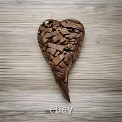 Handmade One of a Kind Wooden Chopped & Layered Heart Sculpture Back Together