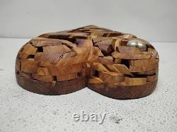 Handmade One of a Kind Wooden Chopped & Layered Heart Sculpture Back Together
