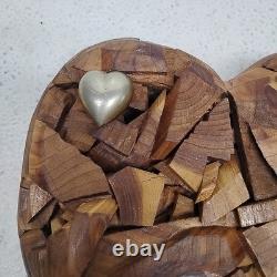 Handmade One of a Kind Wooden Chopped & Layered Heart Sculpture Back Together