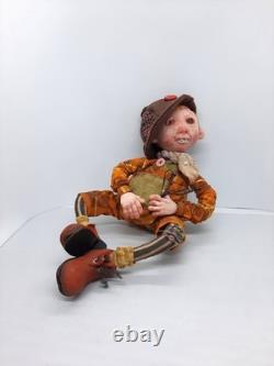 Handmade Polymer Art Doll Hooligan Hubert Folk Art Character Collectible