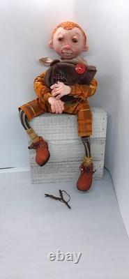 Handmade Polymer Art Doll Hooligan Hubert Folk Art Character Collectible