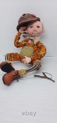 Handmade Polymer Art Doll Hooligan Hubert Folk Art Character Collectible