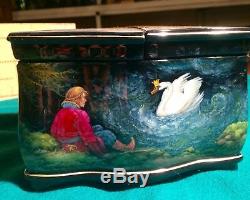 Handpainted One of a Kind Russian Lacquer Box Tales of Tzar Saltan D. Rogatov