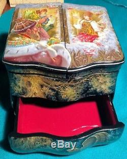 Handpainted One of a Kind Russian Lacquer Box Tales of Tzar Saltan D. Rogatov