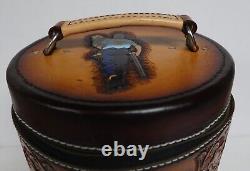 Handtooled & Laced Leather Shriner Fez Hatbox Heirloom Quality One Of A Kind