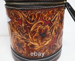 Handtooled & Laced Leather Shriner Fez Hatbox Heirloom Quality One Of A Kind