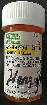 Henry Hill Signed One-of-a-kind Personally Owned/used 2011 Prescription Bottle