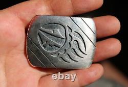 Hopi George Phillips Sterling Silver Badger Paw One of Kind Belt Buckle