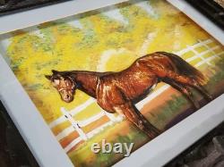 Horse Diorama 3D Paper Tole Art Vintage One of a Kind And Beautifully Crafted