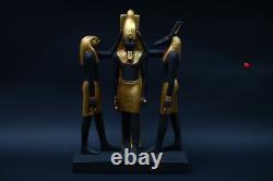 In An Epic Scene King Ramses II with God Horus and God Set, One of a Kind Piece