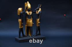 In An Epic Scene King Ramses II with God Horus and God Set, One of a Kind Piece