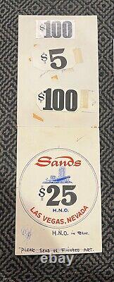 Incredible Sands Casino Chip Original Art Used For Hughes 1972 One Of A Kind