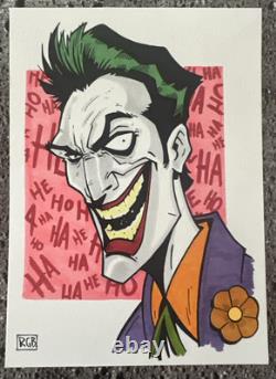 JOKER RYAN G BROWNE ARTIST SKETCH ONE-OF-A-KIND (7x5) COA INCLUDED RARE