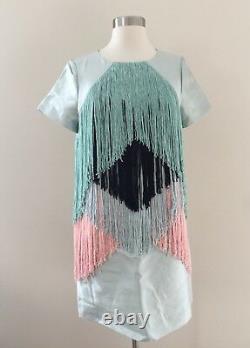 Jcrew Collection Tassel Fringe Drape Front Shift Dress Sz 6 One Of A Kind! Rare