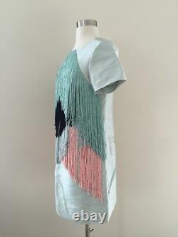 Jcrew Collection Tassel Fringe Drape Front Shift Dress Sz 6 One Of A Kind! Rare