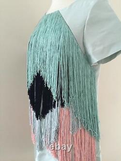 Jcrew Collection Tassel Fringe Drape Front Shift Dress Sz 6 One Of A Kind! Rare