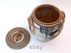 Jim Stewart Abstract Lidded Pot One-of-a-Kind Clay Vessel Art Mid Century VTG