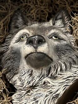 John Riggs Ceramic Sculpture Wolf In Tree One of a kind Rare Collectable! 13.5