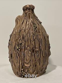 John Riggs Ceramic Sculpture Wolf In Tree One of a kind Rare Collectable! 13.5