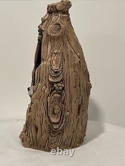 John Riggs Ceramic Sculpture Wolf In Tree One of a kind Rare Collectable! 13.5