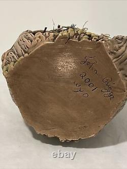 John Riggs Ceramic Sculpture Wolf In Tree One of a kind Rare Collectable! 13.5