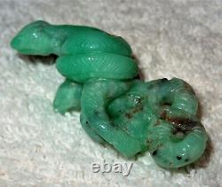 L@@K One of a Kind Chrysoprase Carved Double Snake Pendant 74.5ctw