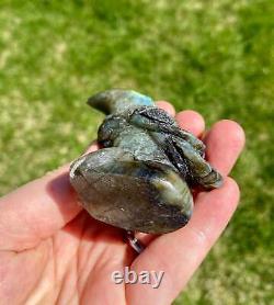 Labradorite Toucan, One of a Kind Hand Carved Labradorite Stone Toucan Sculpture