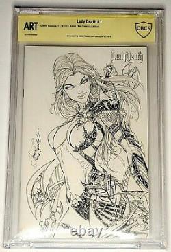 Lady Death #1 one of a kind. Jamie Tyndall sketch cover CBCS Art Ltd 5 cover