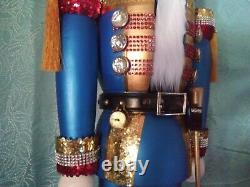 Large 42 Nutcracker Soldier with sword & working pocket watch One of a Kind