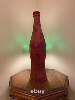 Large Carved Solid Wood Coca-Cola Soda Bottle Logo 29 Coke One of a kind Nice
