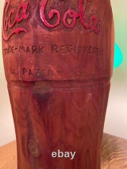 Large Carved Solid Wood Coca-Cola Soda Bottle Logo 29 Coke One of a kind Nice