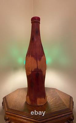 Large Carved Solid Wood Coca-Cola Soda Bottle Logo 29 Coke One of a kind Nice