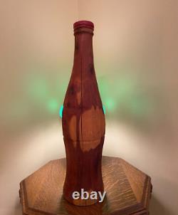 Large Carved Solid Wood Coca-Cola Soda Bottle Logo 29 Coke One of a kind Nice