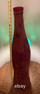 Large Carved Solid Wood Coca-Cola Soda Bottle Logo 29 Coke One of a kind Nice