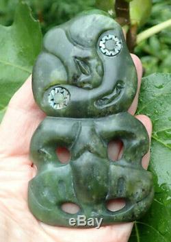 Large One Of Kind Nz Greenstone Pounamu Nephrite Marsden Jade Maori Hei Tiki