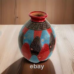 Large One-of-a-Kind Handmade Signed 3 Color Vase Made in Nicaragua