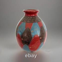 Large One-of-a-Kind Handmade Signed 3 Color Vase Made in Nicaragua