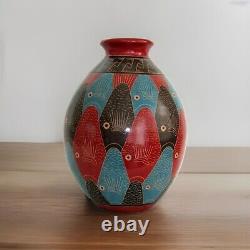 Large One-of-a-Kind Handmade Signed 3 Color Vase Made in Nicaragua