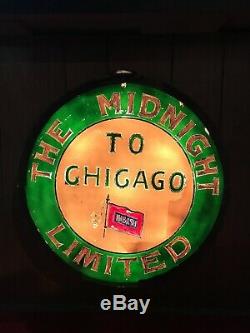 Large Vintage One Of A Kind Railroad Wabash Train Drumhead