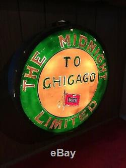 Large Vintage One Of A Kind Railroad Wabash Train Drumhead