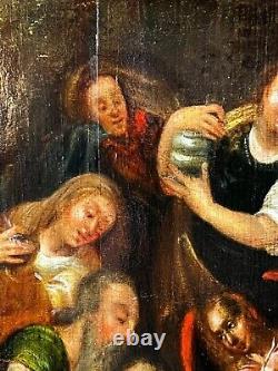 Late 17th Century German Baroque Oil on Wood Painting of Thirteenth Station