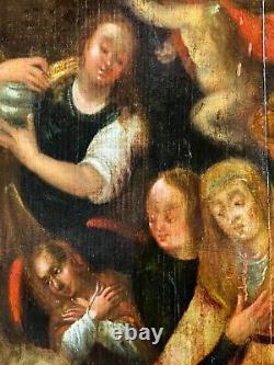 Late 17th Century German Baroque Oil on Wood Painting of Thirteenth Station