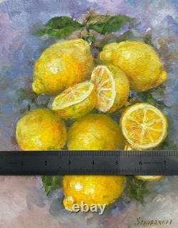 Lemons Still Life Original Oil Painting Fruit Kitchen Art 9.8x7.8in Meadow Art