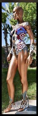 Life Size 71x22x8in Vintage Female(African)Hand Painted, One of a Kind Mannequin