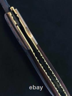 Luxury Copper Damascus Folding Knife-Handmade Cu Mai Pocket Knife, Razor Sharp